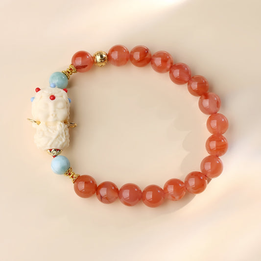 Potalapalace饰品 手工天然南红菩提海纹石手链