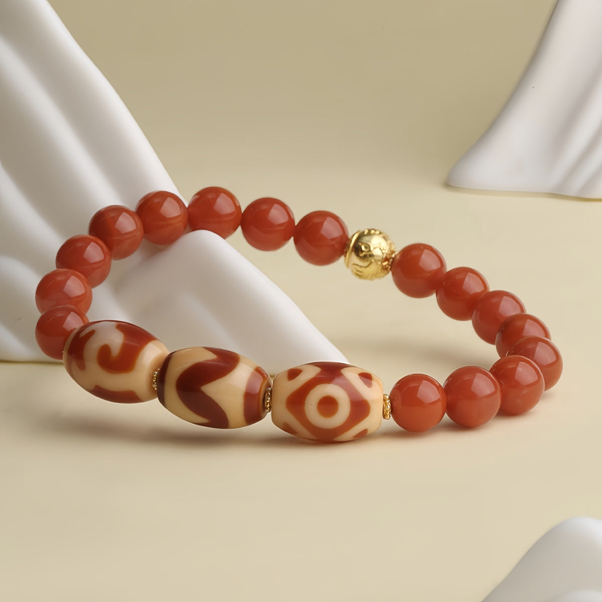 Potalapalace Accessories Handmade Natural Red Dzi Beads Southern Red Agate Bracelet