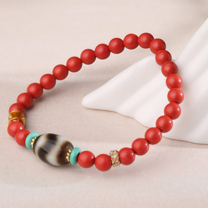 朱砂虎牙天珠单圈念珠手链