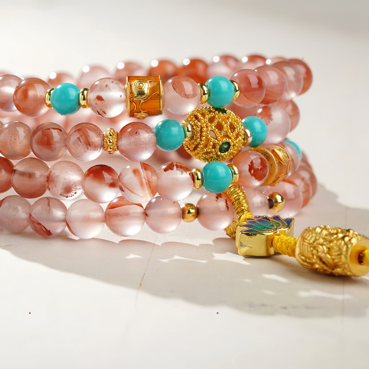 Potalapalace饰品 手工天然绯红雪花流光南方红玛瑙项链