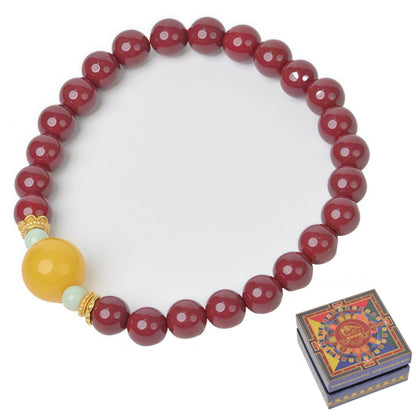 Potalapalace饰品手工天然朱砂和琥珀手链