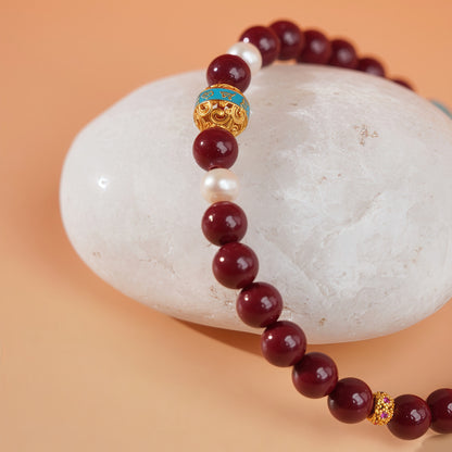 Potalapalace饰品手工天然紫金沙朱砂手链，附六音节咒语
