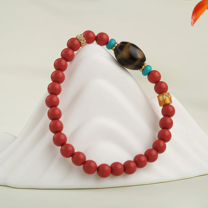 朱砂虎牙天珠单圈念珠手链