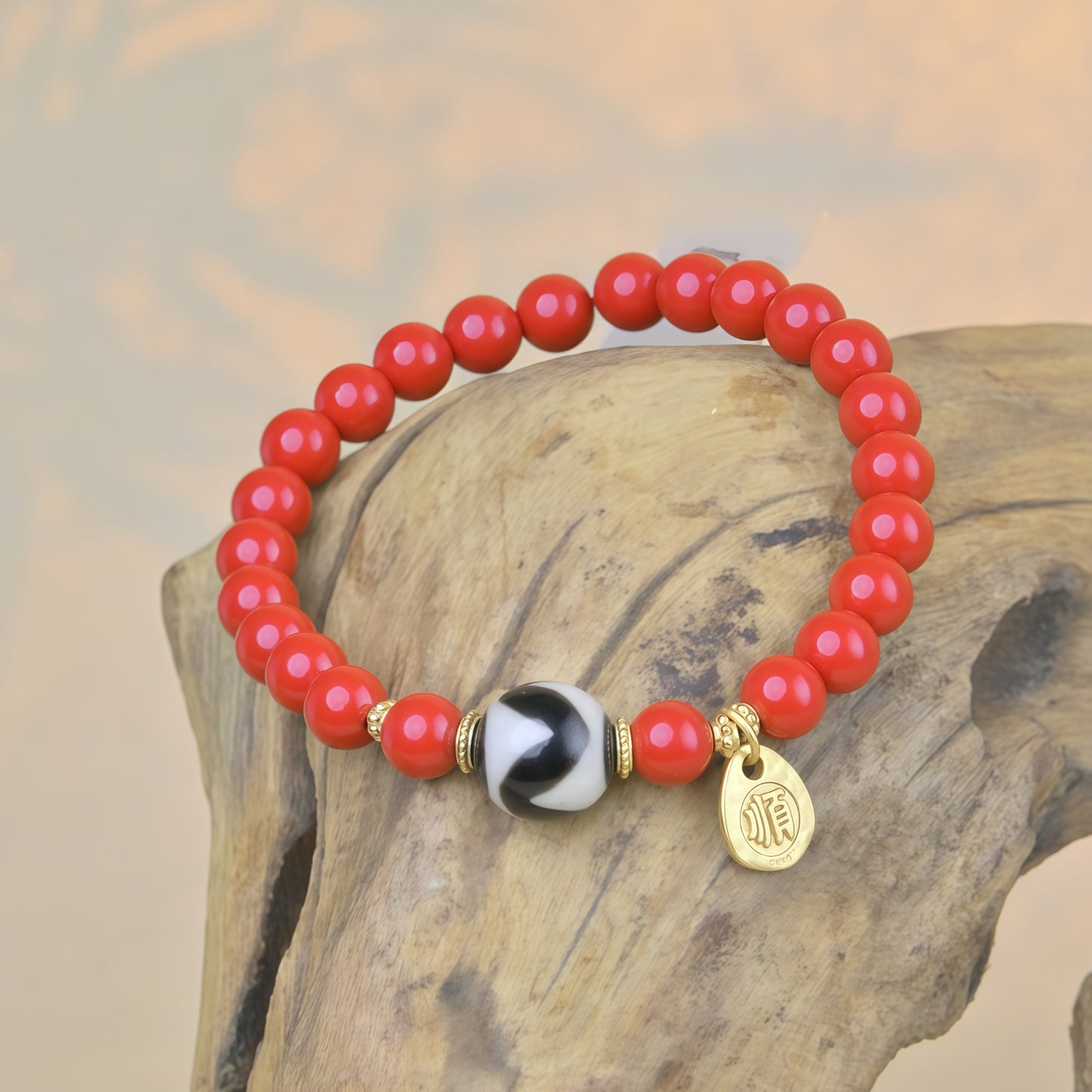 Potalapalace Accessories Handmade Natural Cinnabar Dzi Bead Bracelet