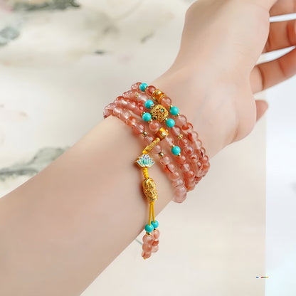 Potalapalace饰品 手工天然绯红雪花流光南方红玛瑙项链