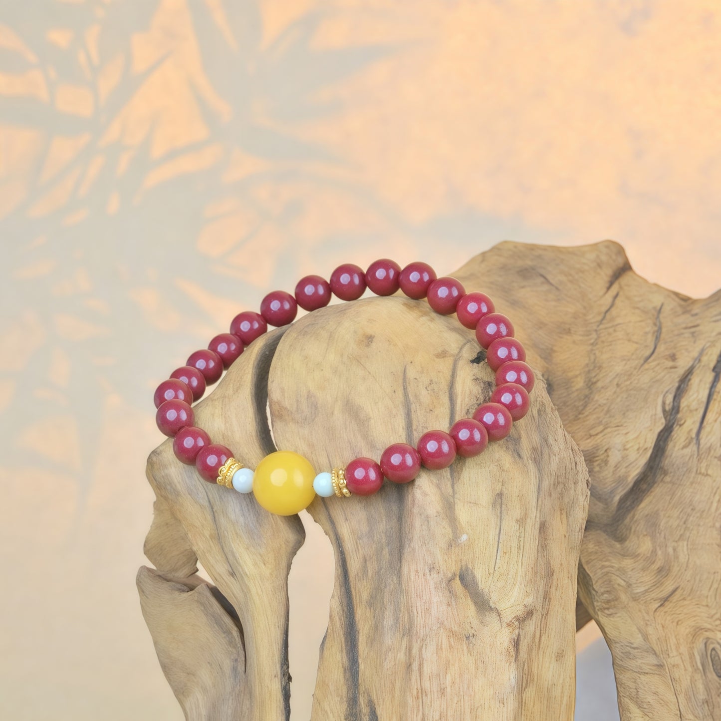 Potalapalace饰品手工天然朱砂和琥珀手链