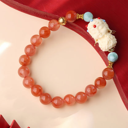 Potalapalace饰品 手工天然南红菩提海纹石手链