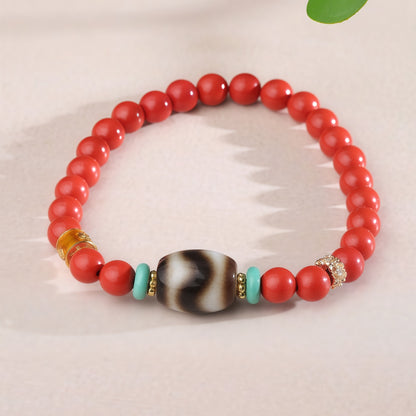 朱砂虎牙天珠单圈念珠手链