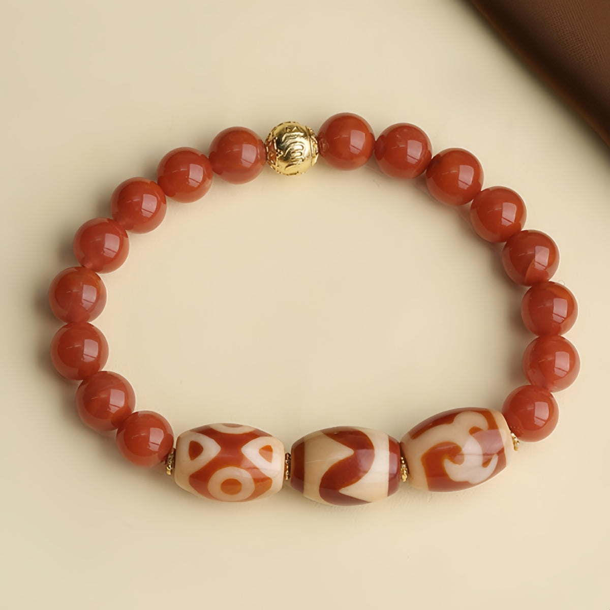 Potalapalace Accessories Handmade Natural Red Dzi Beads Southern Red Agate Bracelet