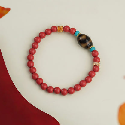 朱砂虎牙天珠单圈念珠手链