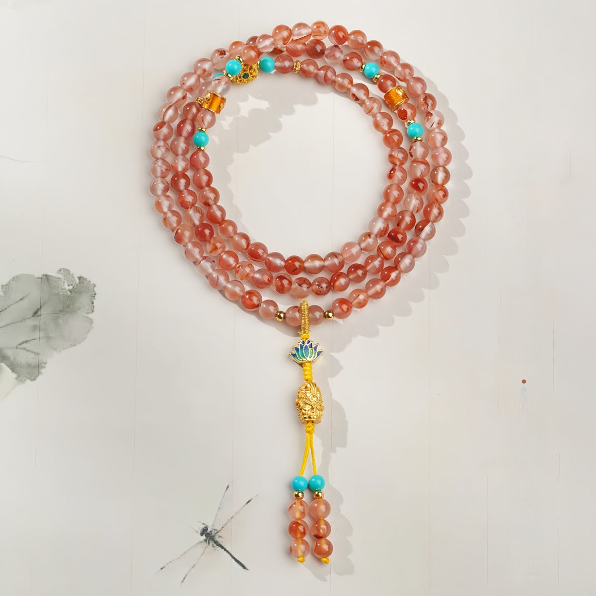 Potalapalace饰品 手工天然绯红雪花流光南方红玛瑙项链