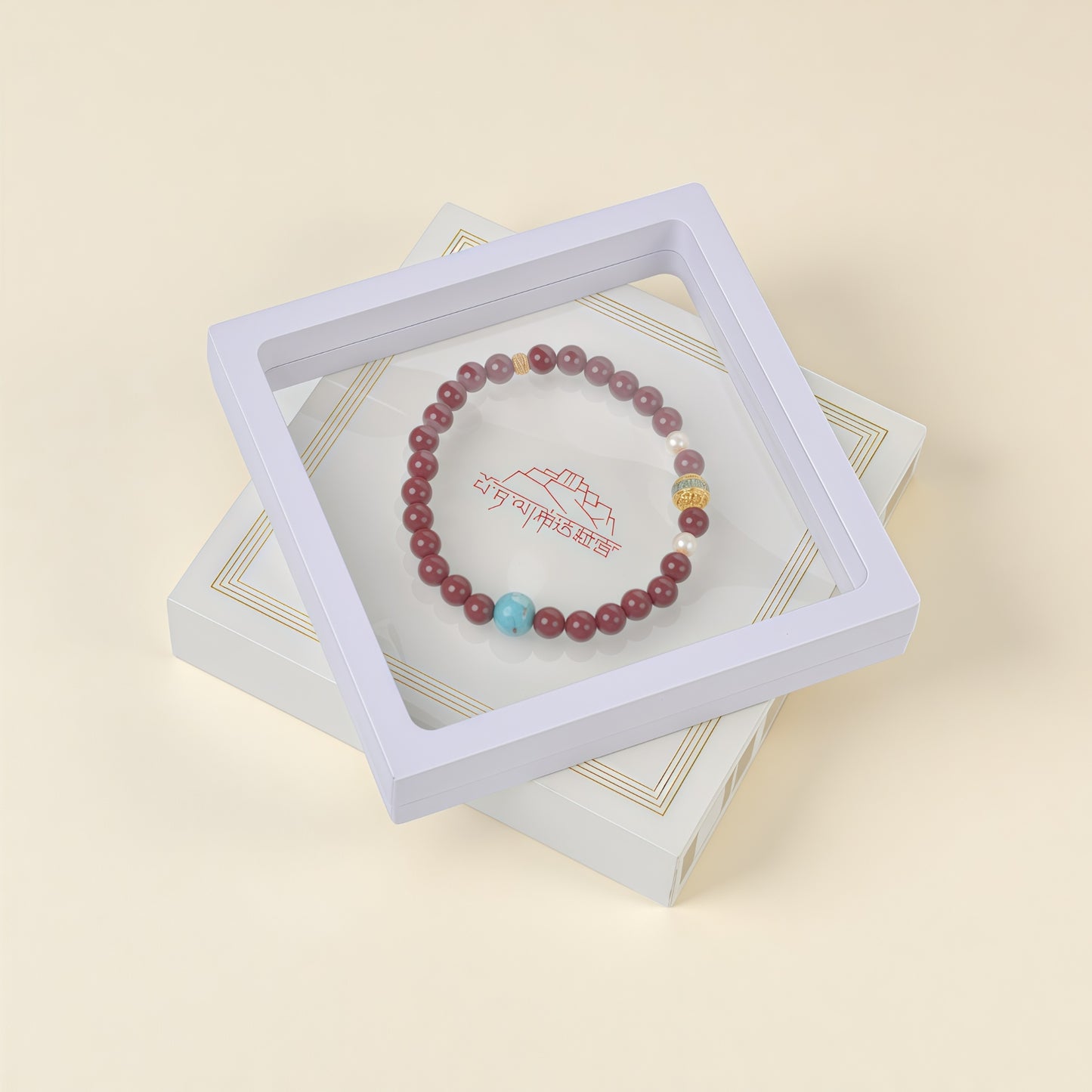 Potalapalace饰品手工天然紫金沙朱砂手链，附六音节咒语