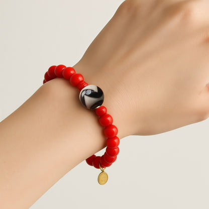Potalapalace Accessories Handmade Natural Cinnabar Dzi Bead Bracelet