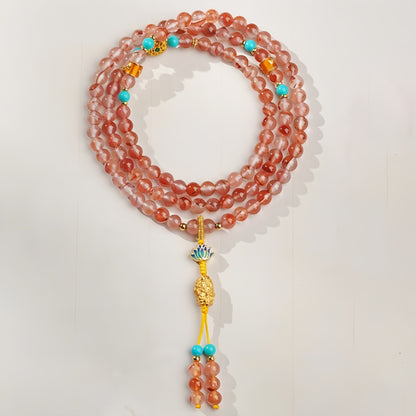 Potalapalace饰品 手工天然绯红雪花流光南方红玛瑙项链