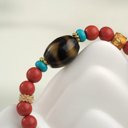 朱砂虎牙天珠单圈念珠手链