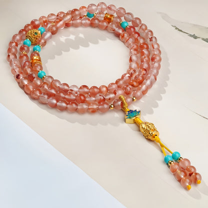 Potalapalace饰品 手工天然绯红雪花流光南方红玛瑙项链