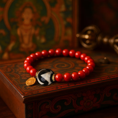 Potalapalace Accessories Handmade Natural Cinnabar Dzi Bead Bracelet
