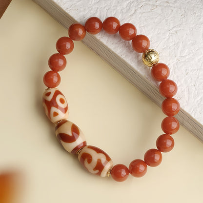 Potalapalace Accessories Handmade Natural Red Dzi Beads Southern Red Agate Bracelet
