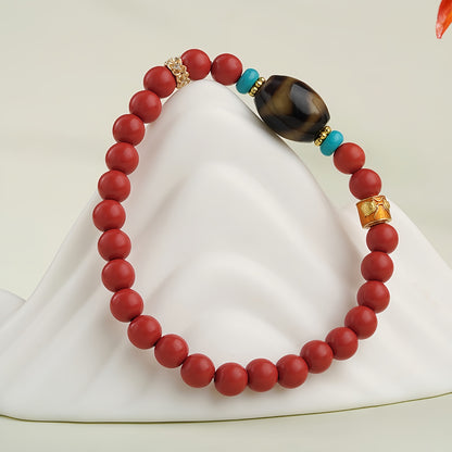 朱砂虎牙天珠单圈念珠手链