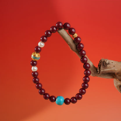 Potalapalace饰品手工天然紫金沙朱砂手链，附六音节咒语