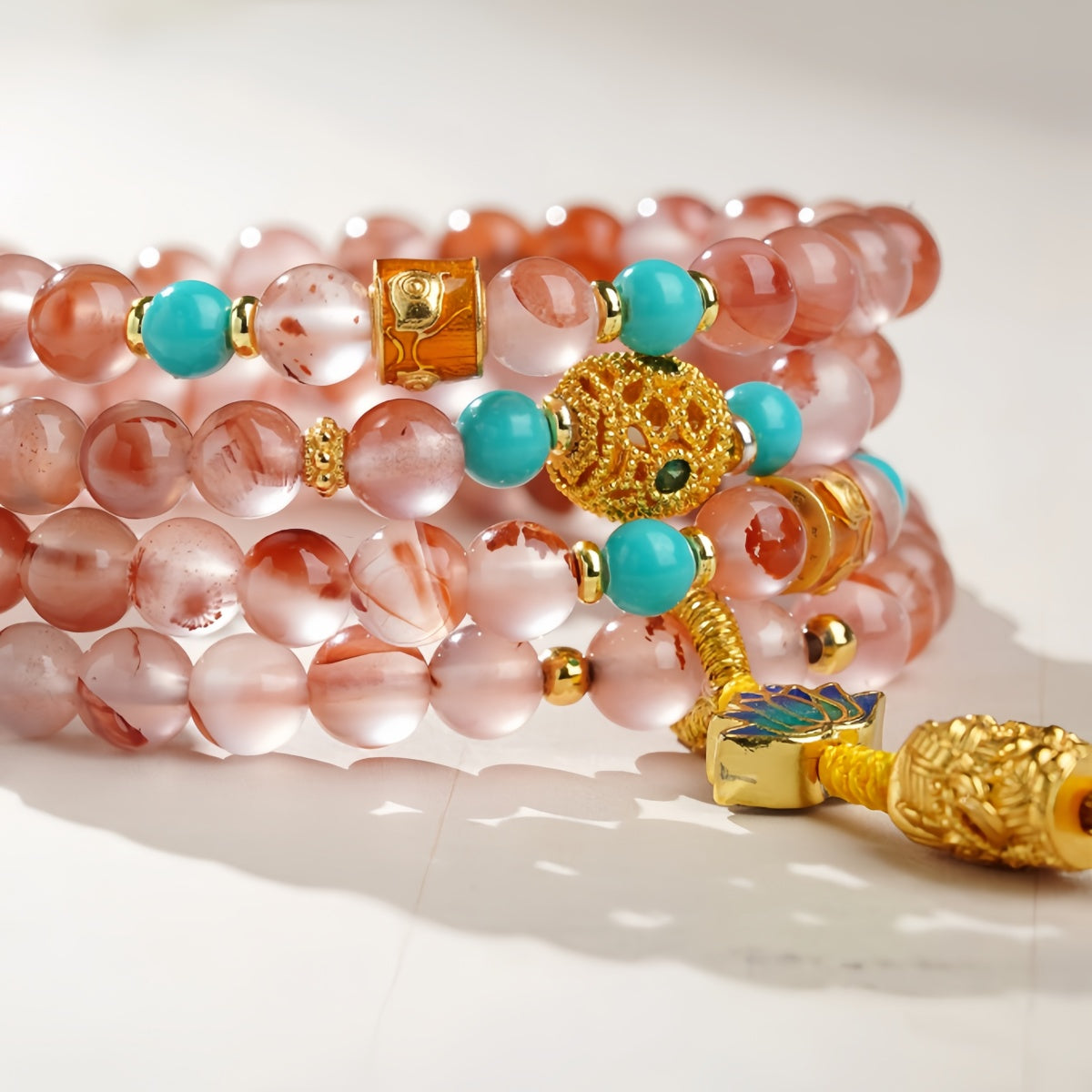 Potalapalace饰品 手工天然绯红雪花流光南方红玛瑙项链