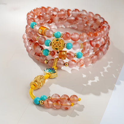 Potalapalace饰品 手工天然绯红雪花流光南方红玛瑙项链