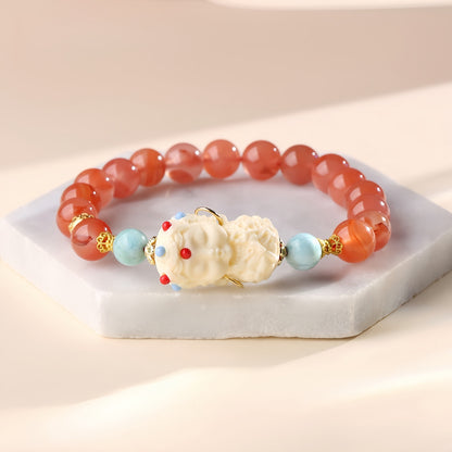 Potalapalace饰品 手工天然南红菩提海纹石手链