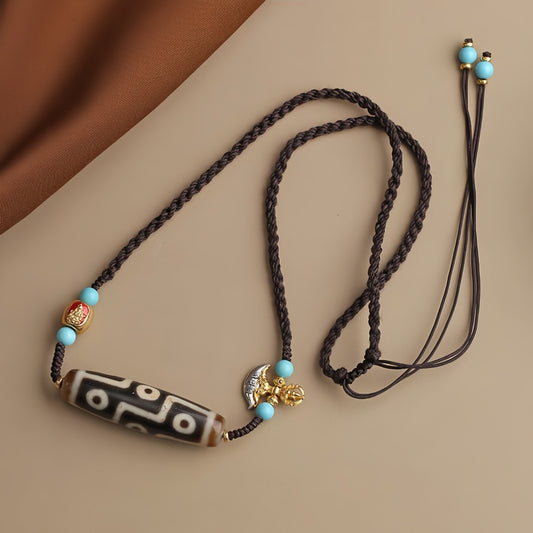 九眼天珠绿松项链吊坠