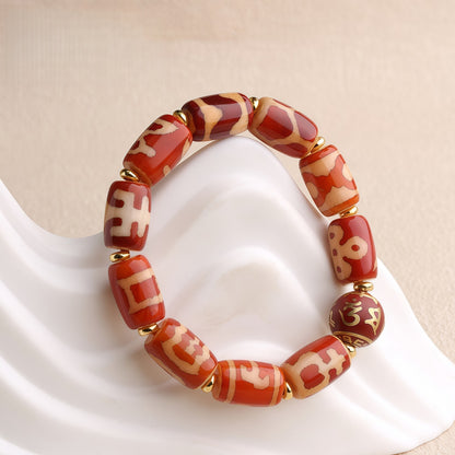 Potalapalace Accessories Handmade Natural Red Agate Dzi Bead Bracelet