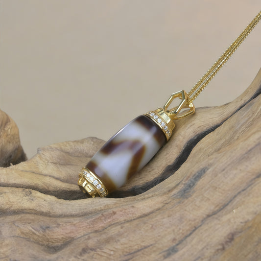 Potalapalace Accessories Handmade Natural Tiger Tooth Dzi Bead Pendant