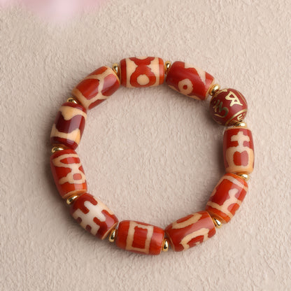 Potalapalace Accessories Handmade Natural Red Agate Dzi Bead Bracelet