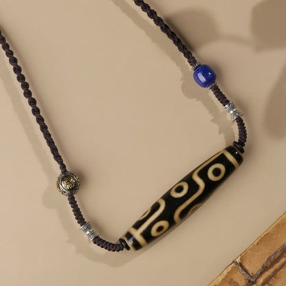 九眼天珠玛瑙珠青金石吊坠