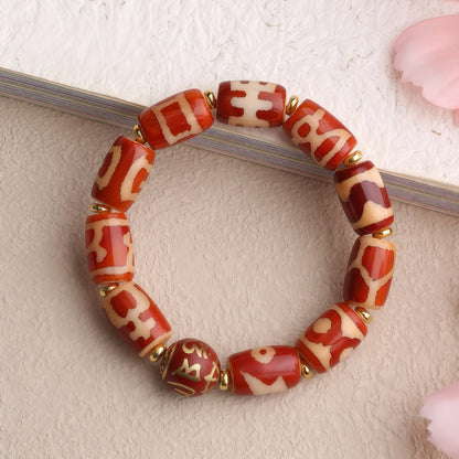 Potalapalace Accessories Handmade Natural Red Agate Dzi Bead Bracelet