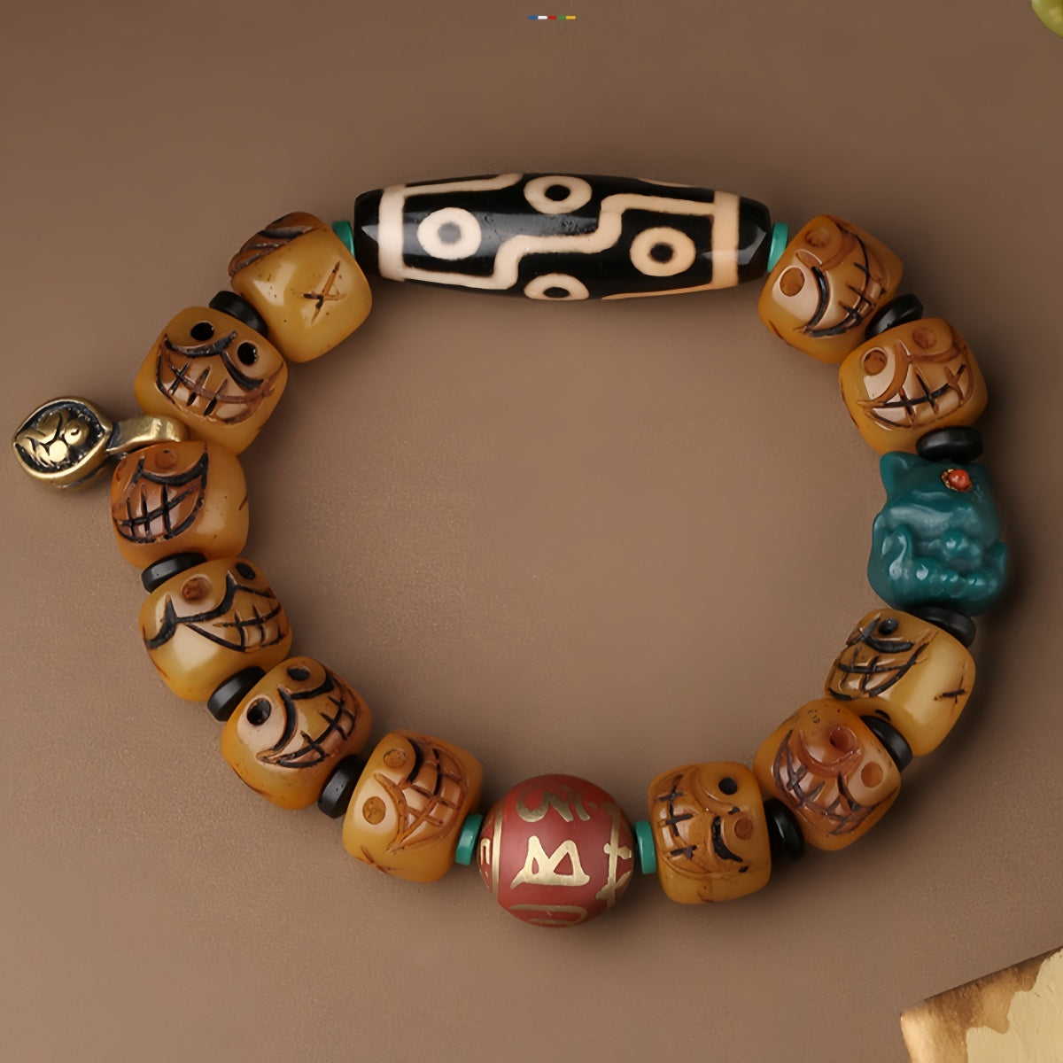 Potalapalace Accessories Handmade Natural Dzi Bead Heavenly Made of Ox Bone Bead Bracelet