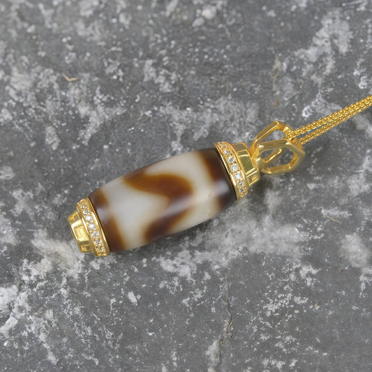 Potalapalace Accessories Handmade Natural Tiger Tooth Dzi Bead Pendant