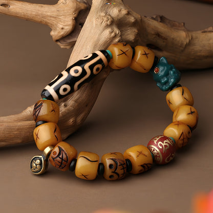 Potalapalace Accessories Handmade Natural Dzi Bead Heavenly Made of Ox Bone Bead Bracelet
