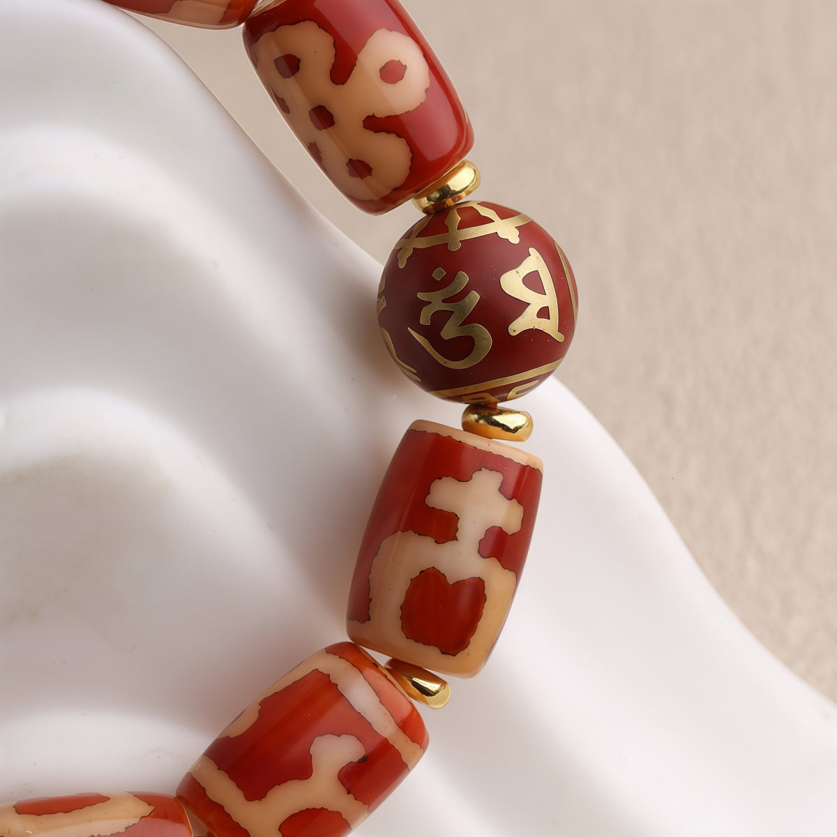 Potalapalace Accessories Handmade Natural Red Agate Dzi Bead Bracelet