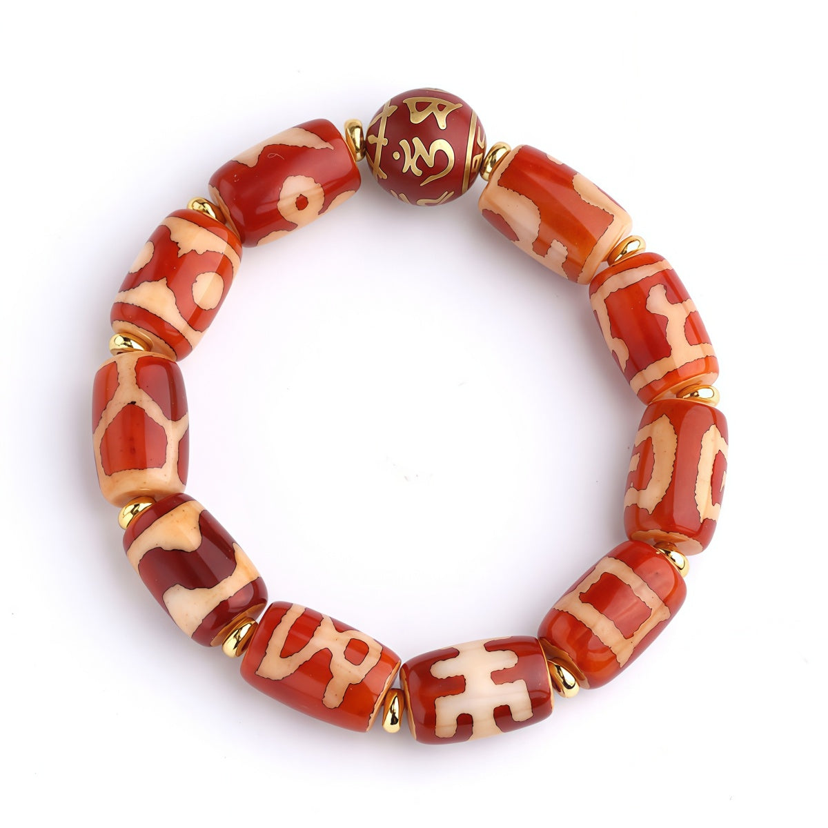 Potalapalace Accessories Handmade Natural Red Agate Dzi Bead Bracelet