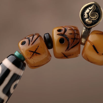Potalapalace Accessories Handmade Natural Dzi Bead Heavenly Made of Ox Bone Bead Bracelet
