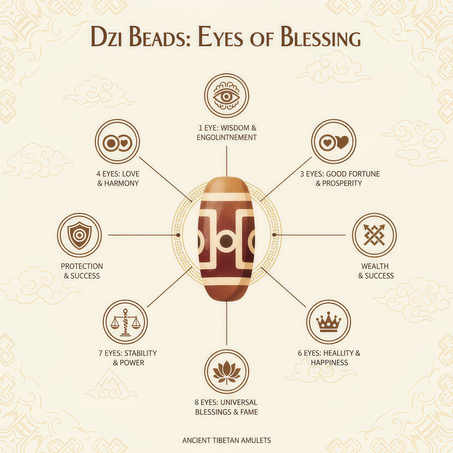 Potalapalace Accessories Handmade Natural High-Grade Nine-Eyed Dzi Bead Pendant