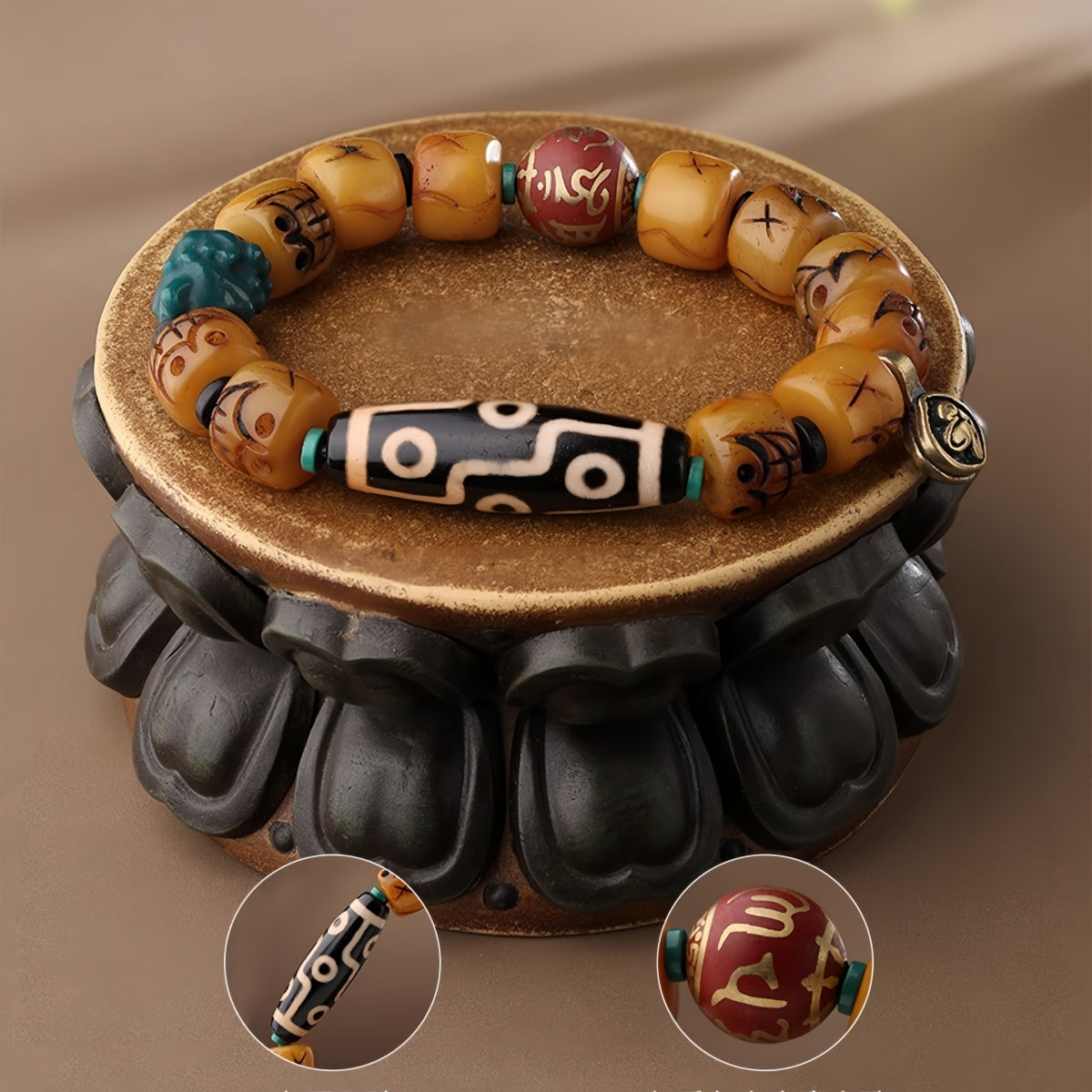 Potalapalace Accessories Handmade Natural Dzi Bead Heavenly Made of Ox Bone Bead Bracelet