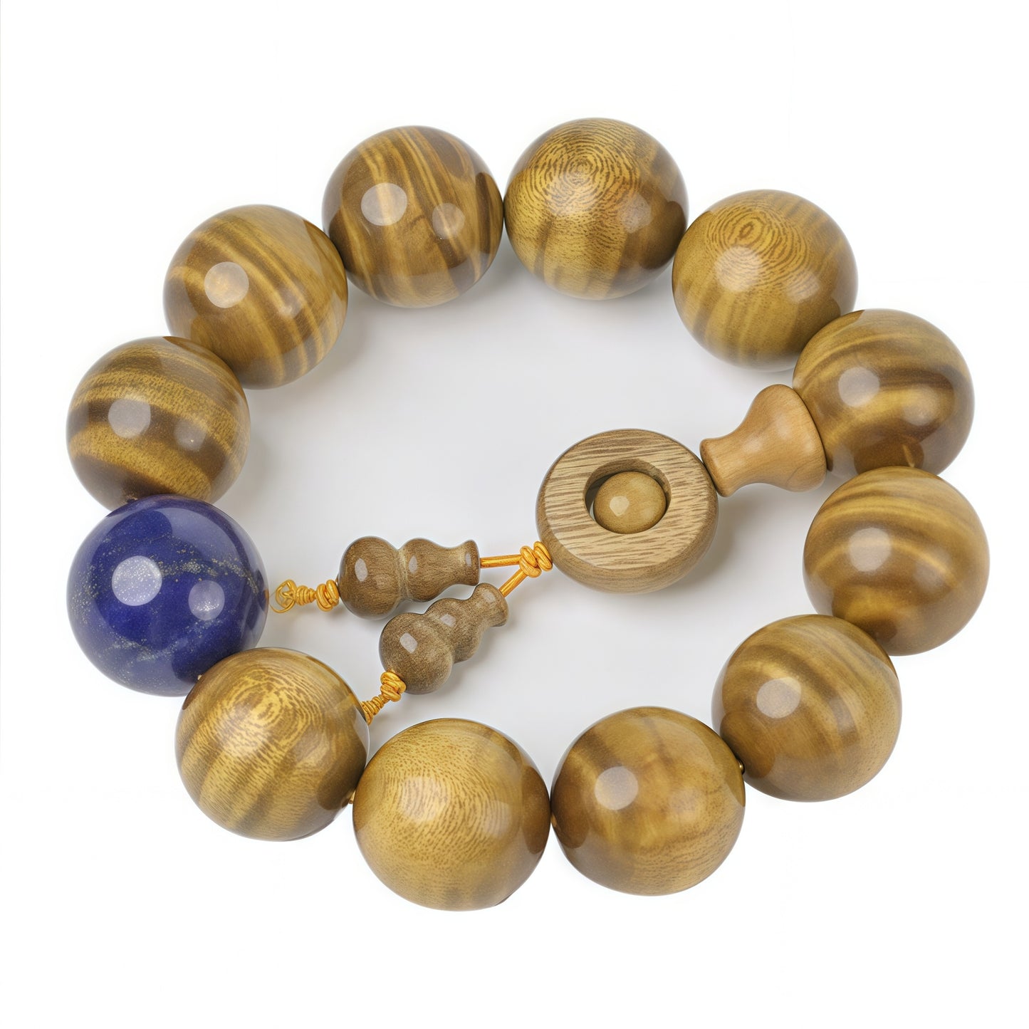 Potalapalace饰品手工天然金菲木和青金石手链