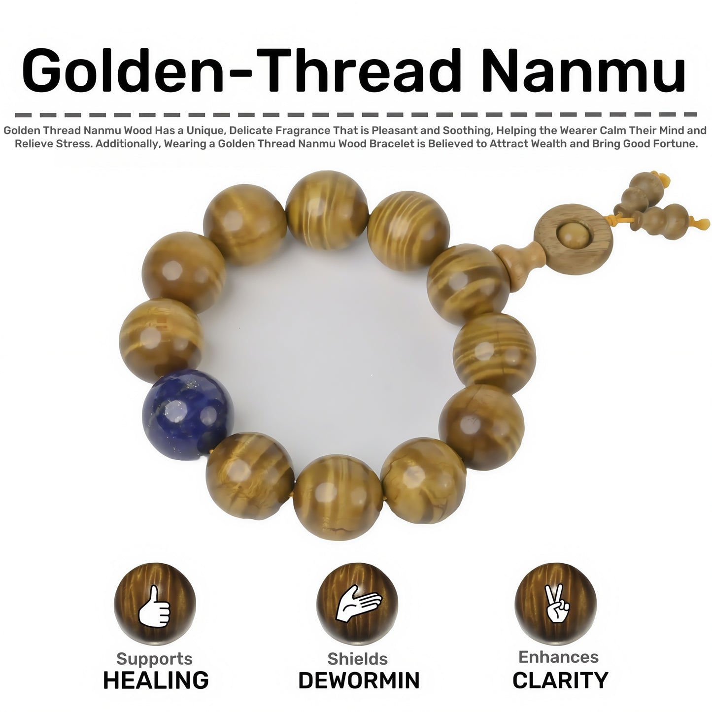 Potalapalace饰品手工天然金菲木和青金石手链