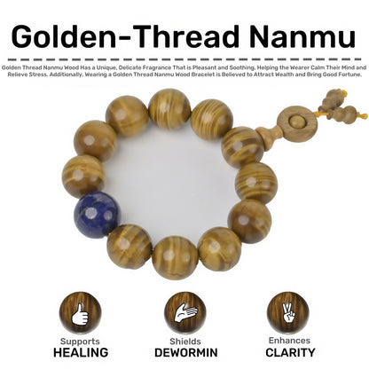 Potalapalace饰品手工天然金菲木和青金石手链