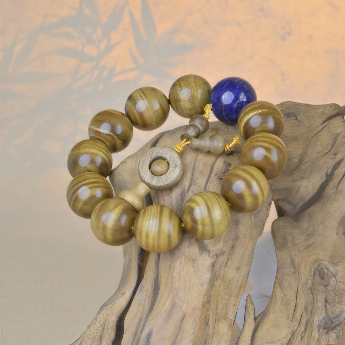金丝楠木青金石圆珠念珠手链