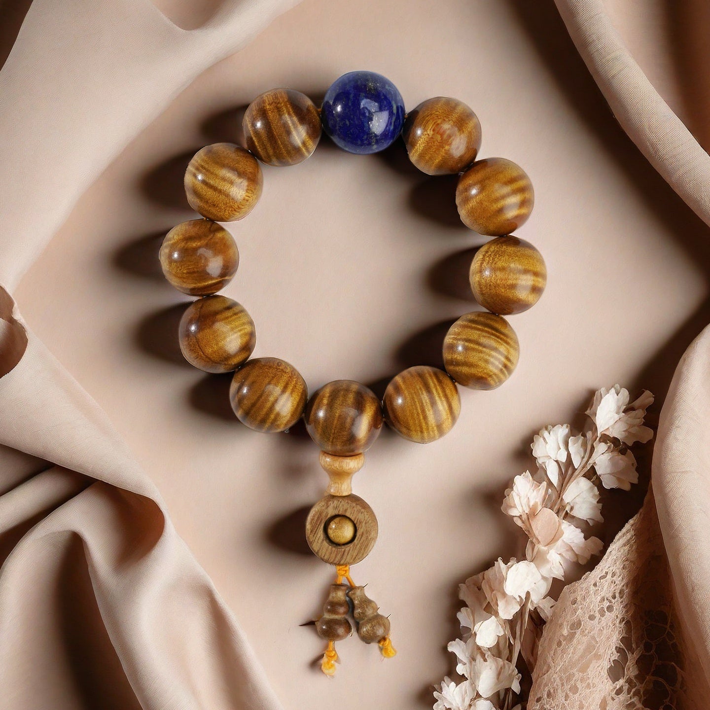 Potalapalace饰品手工天然金菲木和青金石手链