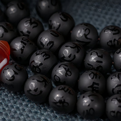 Potalapalace饰品 手工天然黑曜石108颗佛教念珠手链