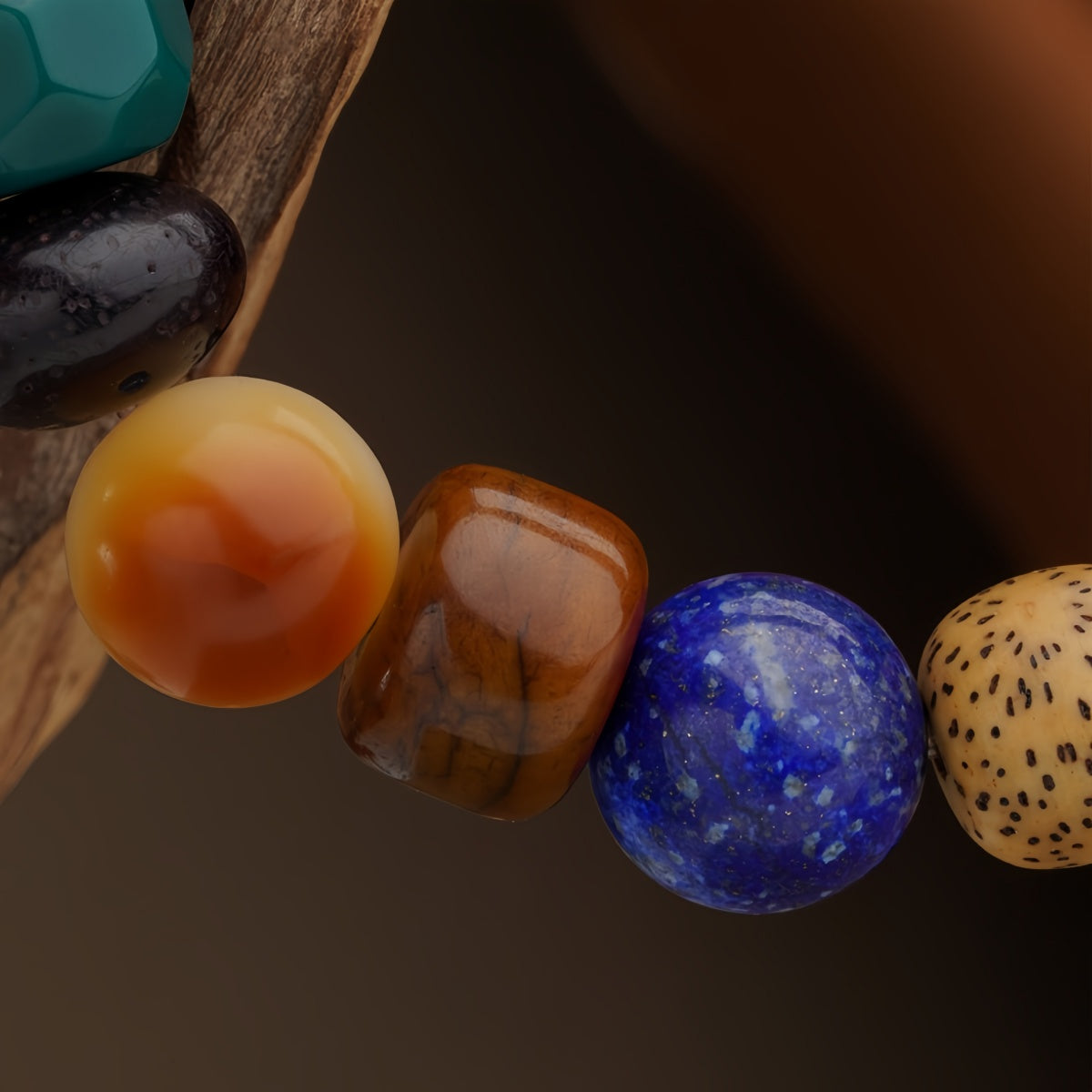 Potalapalace饰品 手工天然牛骨黑曜石多宝虎牙天珠