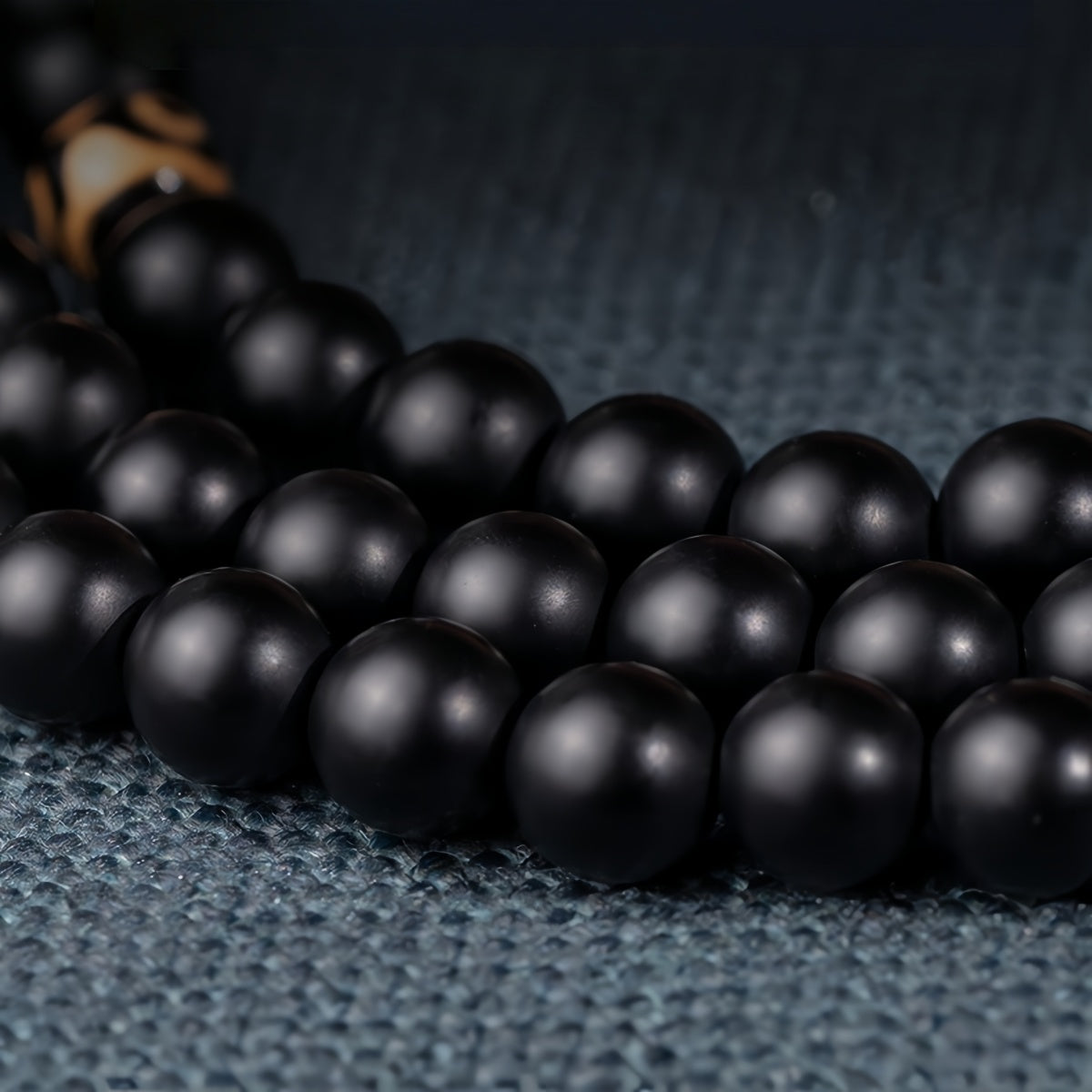 Potalapalace饰品 手工天然黑曜石108颗佛教念珠手链
