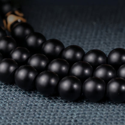 Potalapalace饰品 手工天然黑曜石108颗佛教念珠手链